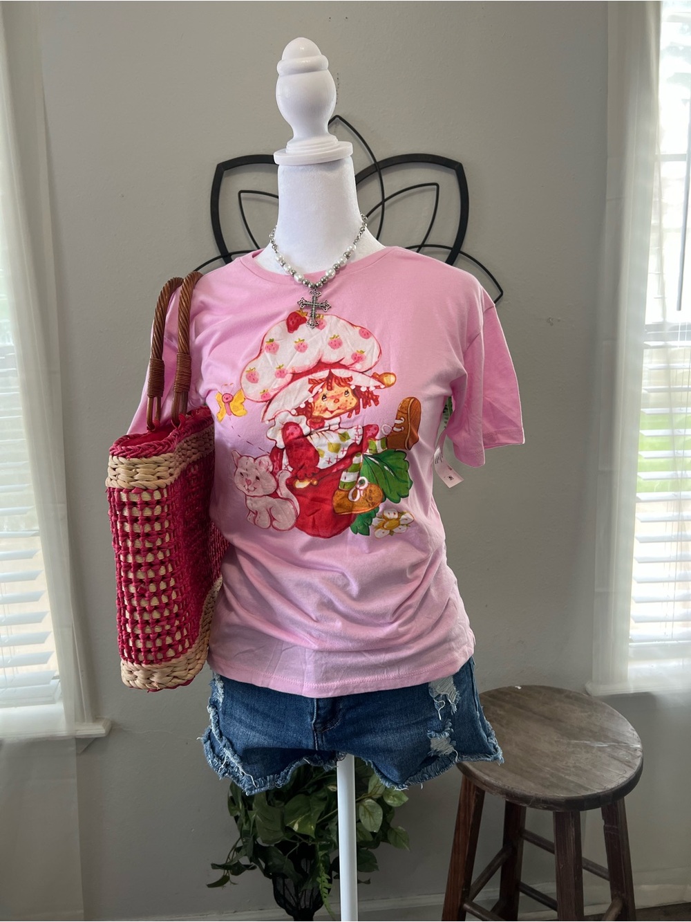 Strawberry Shortcake Pink Graphic Tee Kids L Fits Adult Small Fairycore Coquette